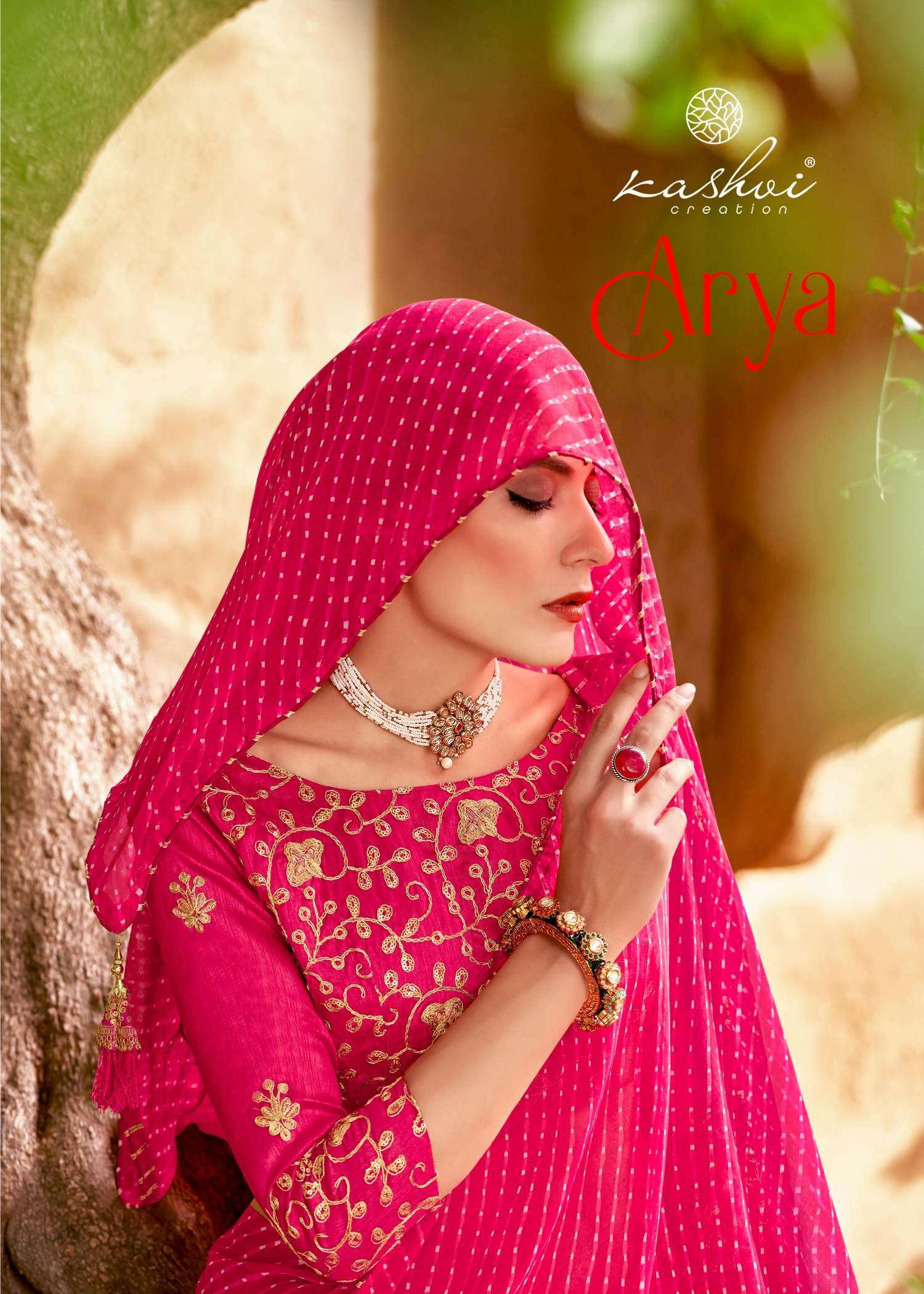 ARYA BY KASHVI CREATION 87001 TO 87010 SERIES GEORGETTE WORK SAREES