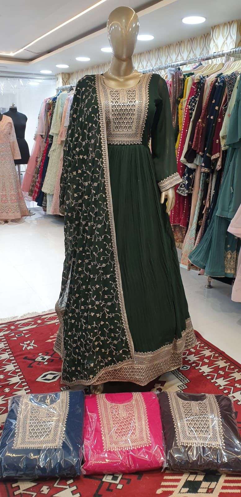 AS-097 BY ASLIWHOLESALE DESIGNER EMBROIDERY STITCHED ANARKALI DRESSES