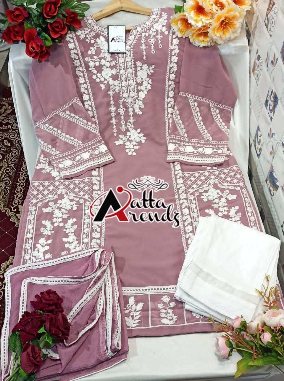 ATTA 2715 COLOURS BY ASLIWHOLESALE GEORGETTE EMBROIDERY STITCHED DRESSES