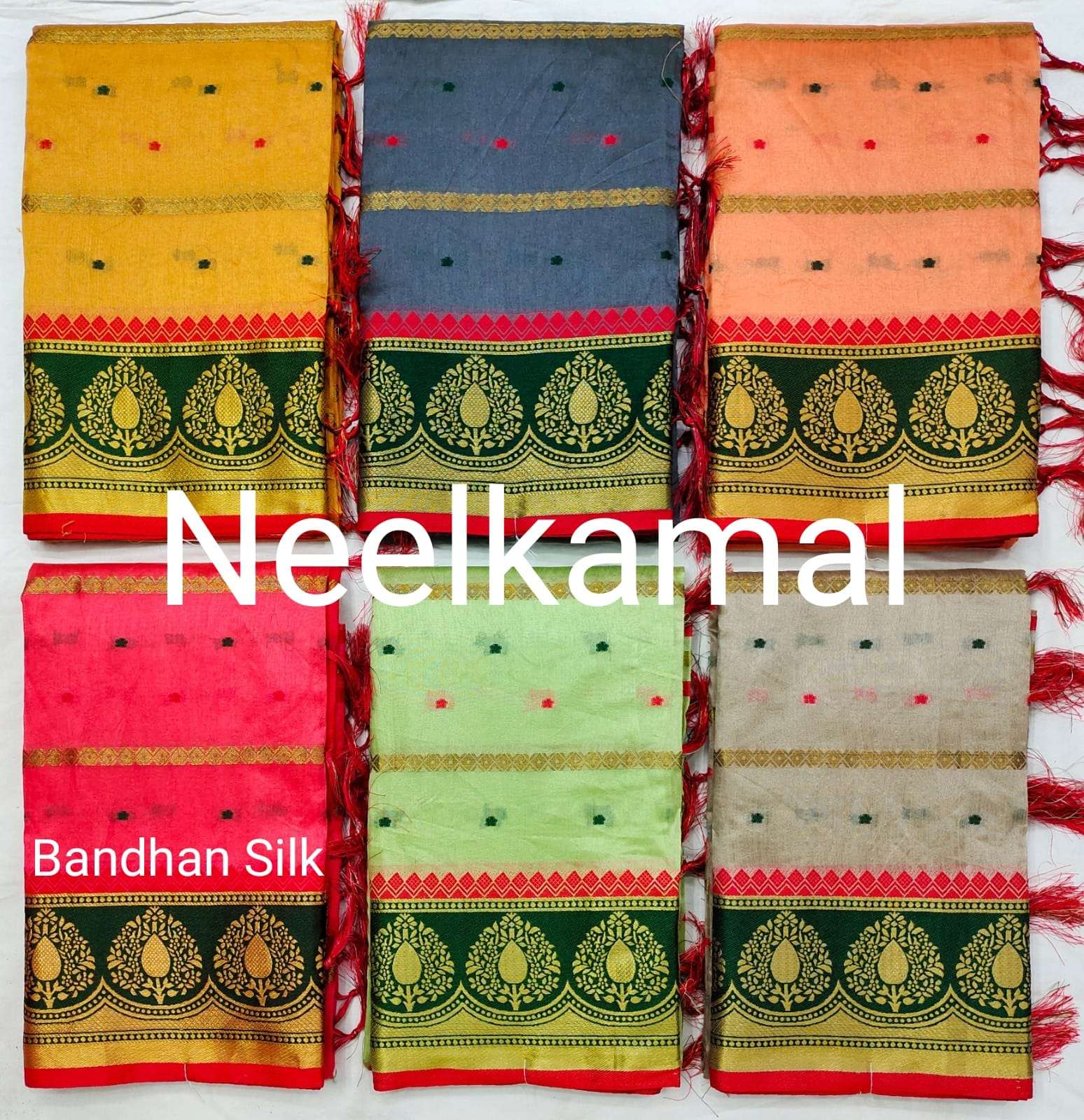 BANDHAN SILK VOL-2 BY NEELKAMAL SAREES INDIAN DESIGNER CRYSTAL SILK SAREES