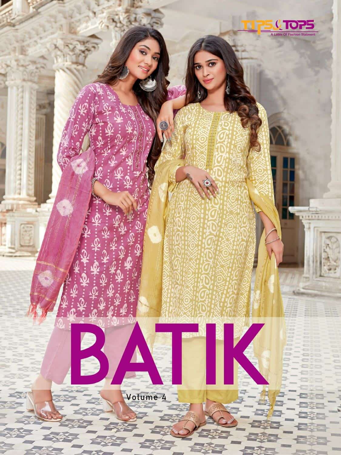 BATIK VOL-4 BY TIPS AND TOPS 401 TO 406 SERIES COTTON PRINT STITCHED DRESSES