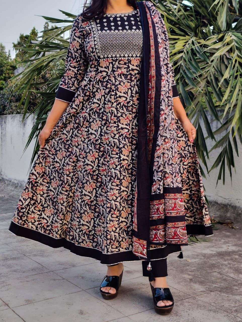 BLACK03 BY ASLIWHOLESALE DESIGNER COTTON EMBROIDERY STITCHED DRESS