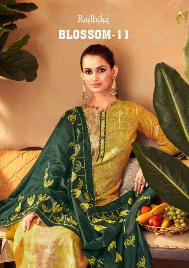 BLOSSOM VOL-11 BY RADHIKA FASHION 34001 TO 34008 SERIES COTTON EMBROIDERY DRESSES