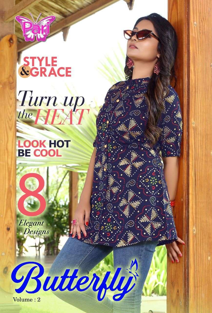 BUTTERFLY VOL-2 BY ASLIWHOLESALE 201 TO 208 SERIES RAYON PRINT TOPS