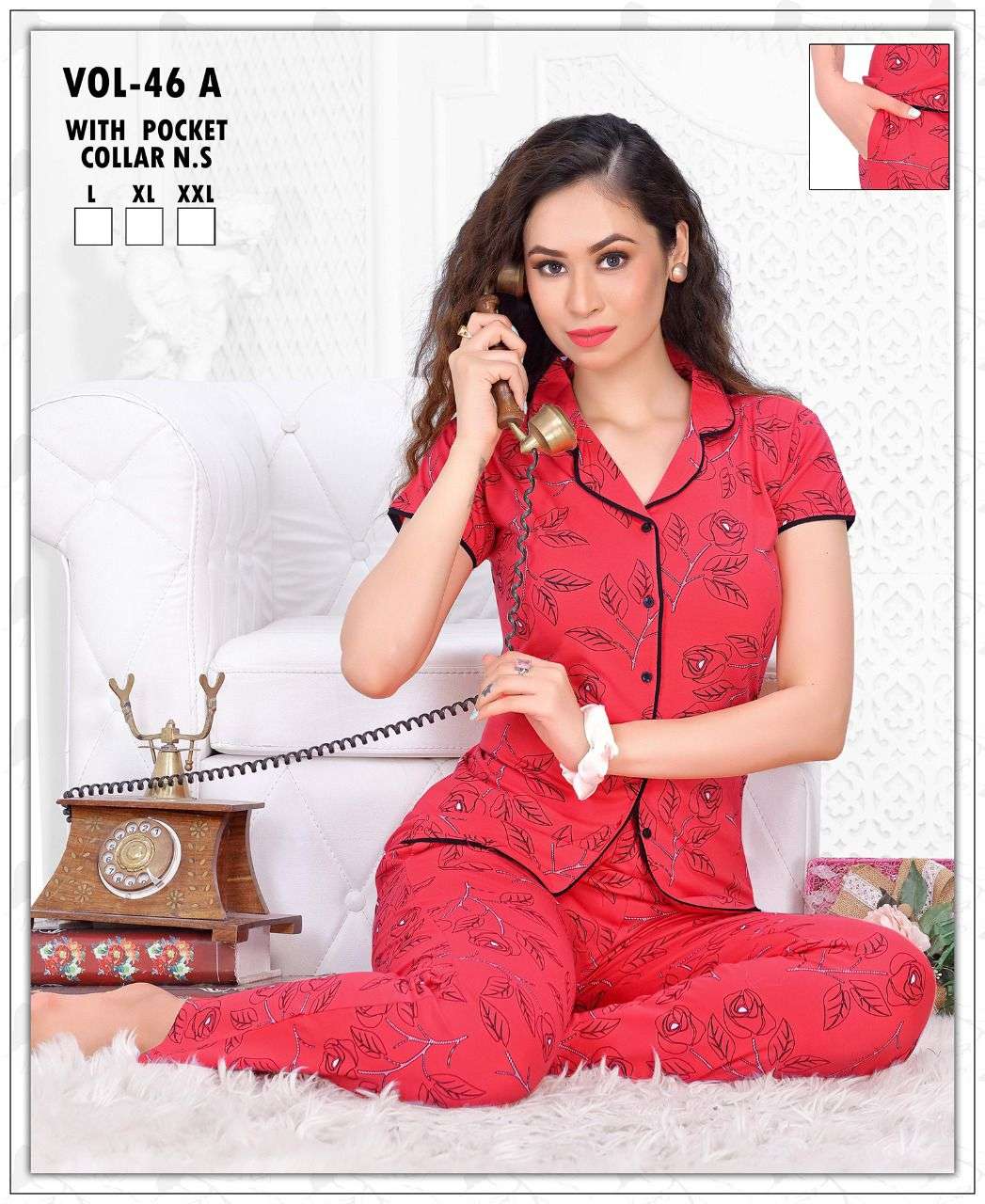 C NC VOL-46A BY FASHION TALK HEAVY SHINKER HOSIERY COTTON NIGHT SUITS