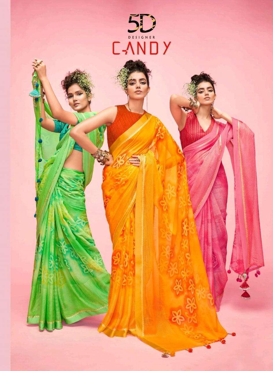 CANDY BY 5D DESIGNER 11881 TO 11887 SERIES DESIGNER CHIFFON SAREES