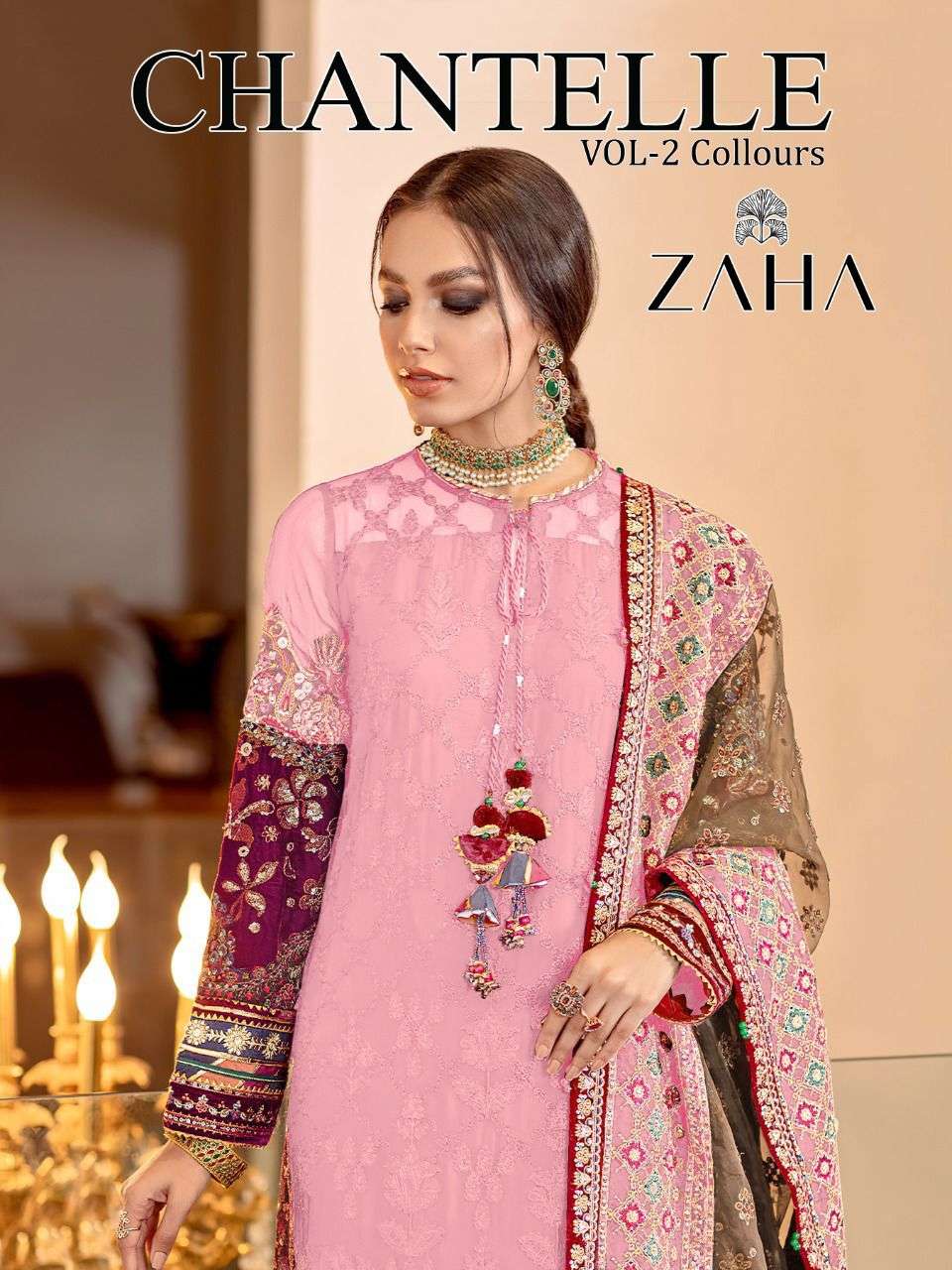 CHANTELLE VOL-2 COLOURS BY ZAHA 10026-F TO 10026-I SERIES GEORGETTE EMBROIDERY DRESSES