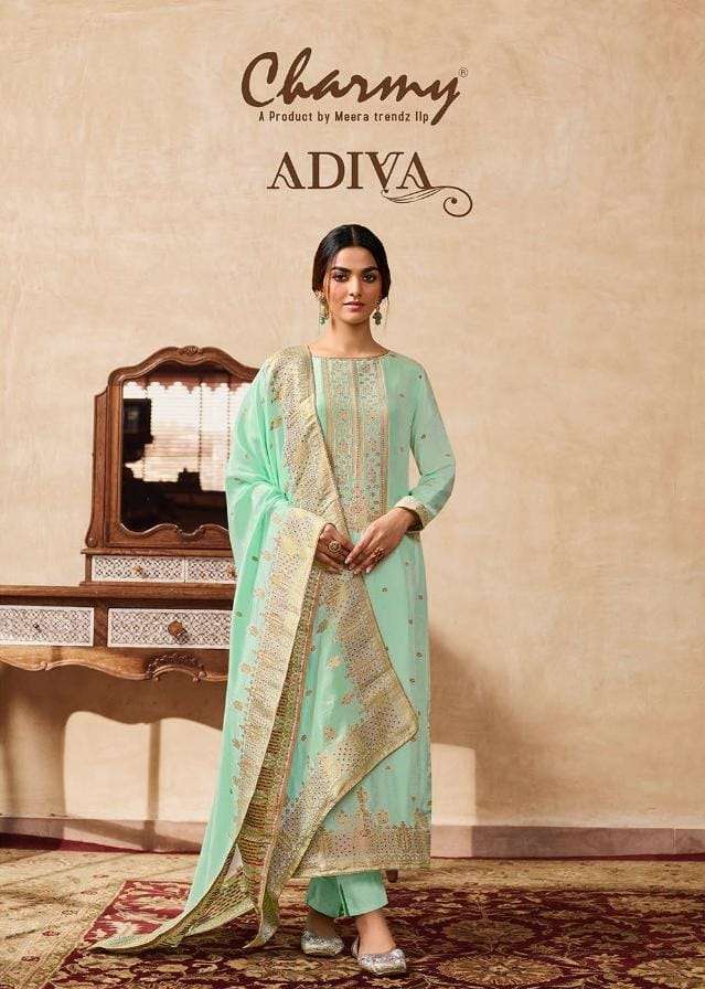 CHARMY ADIVA BY ZISA 3981 TO 3986 SERIES SILK JACQUARD DRESSES