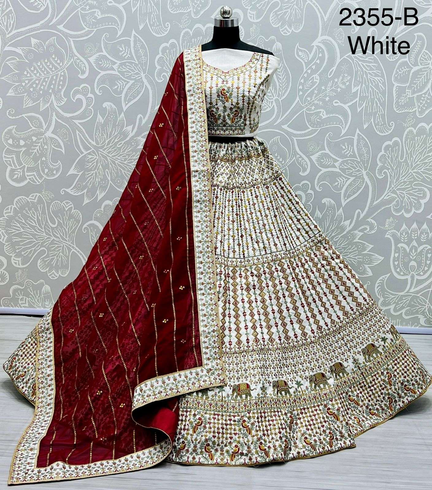 CODE-2355 BY ASLIWHOLESALE 2355-A TO 2355-C SERIES SILK EMBROIDERY LEHENGAS