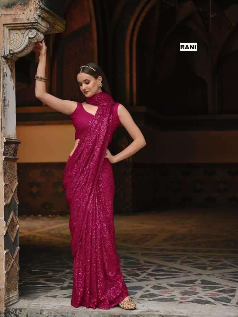 CODE-3269 BY ASLIWHOLESALE GEORGETTE EMBROIDERY SEQUANCE SAREES