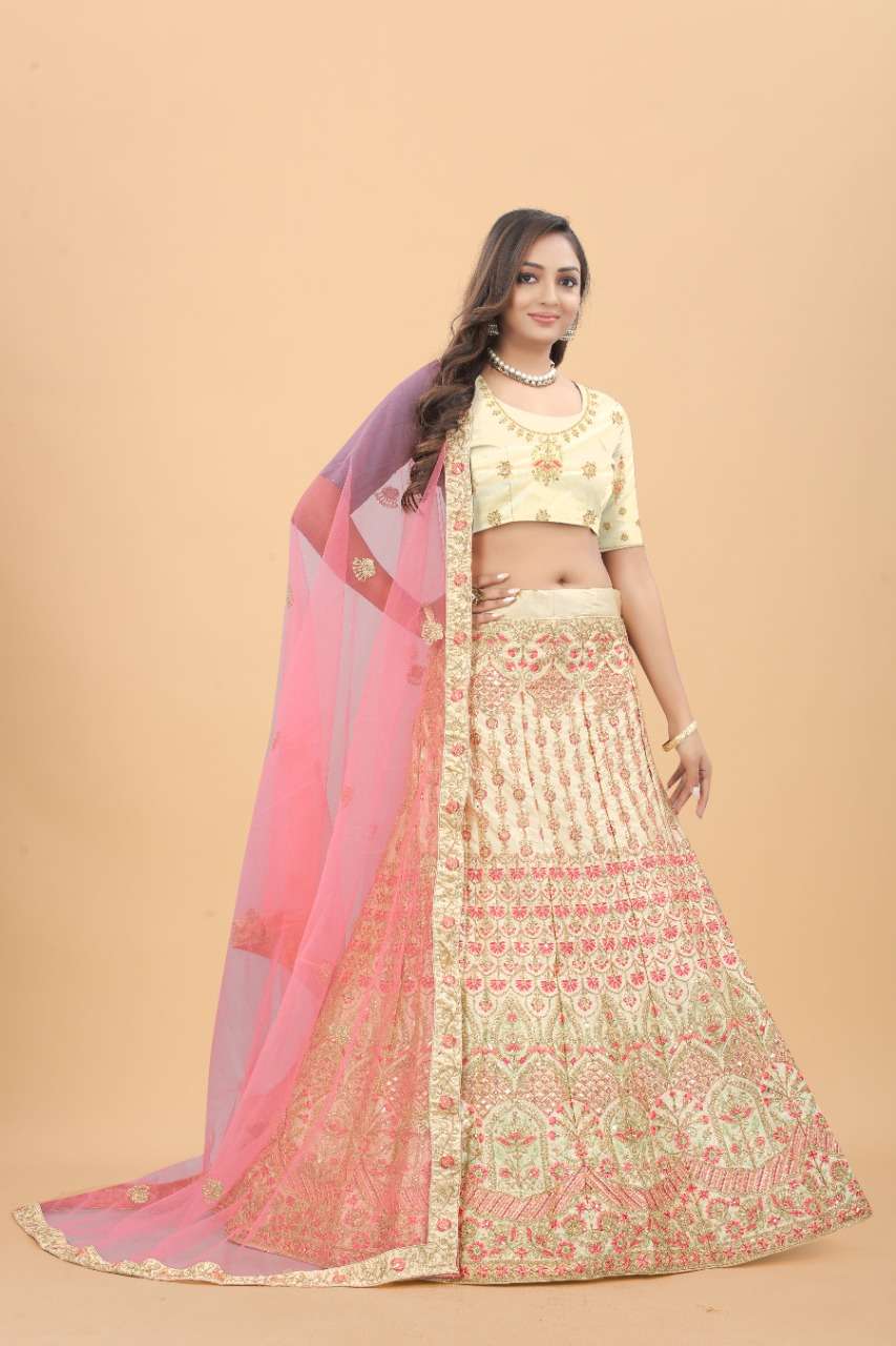 CODE-4911 BY ASLIWHOLESALE DESIGNER SATIN SILK EMBROIDERY LEHENGA