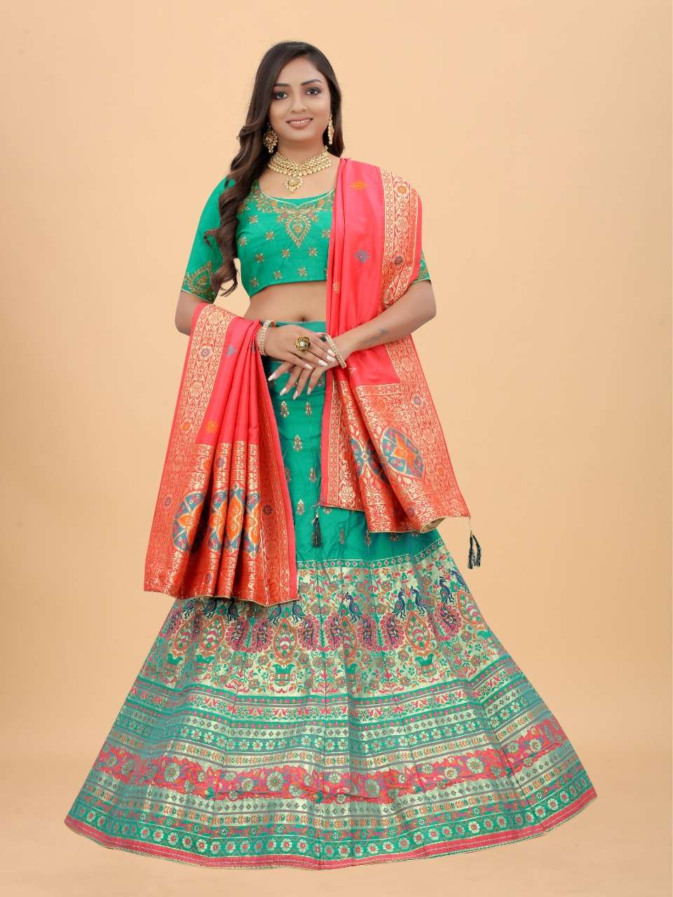 CODE-4923 BY ASLIWHOLESALE HEAVY BANARASI SILK HEAVY WORK LEHENGA