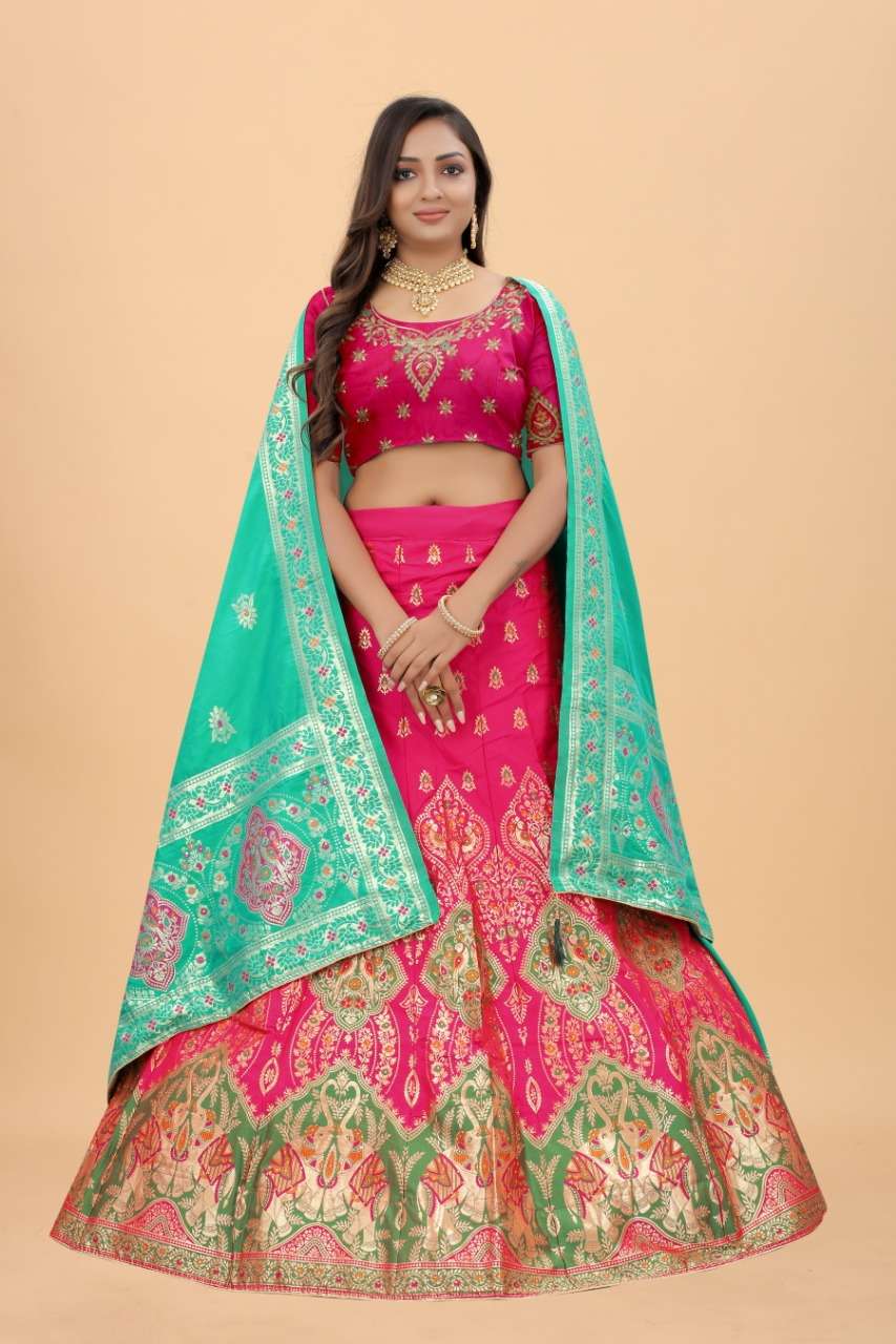 CODE-4924 BY ASLIWHOLESALE BANARASI SILK EMBROIDERY LEHENGA