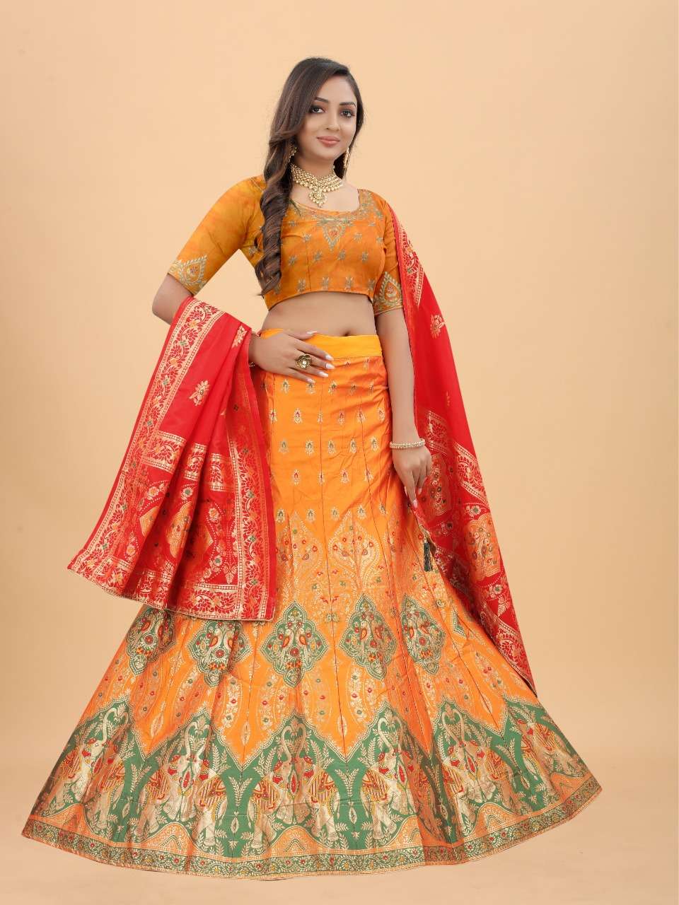 CODE-4925 BY ASLIWHOLESALE BANARASI SILK EMBROIDERY LEHENGA