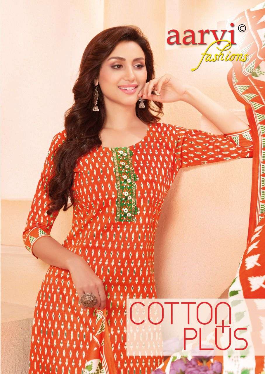 COTTON PLUS BY AARVI FASHION 6054 TO 6063 SERIES COTTON EMBROIDERY STITCHED DRESSES