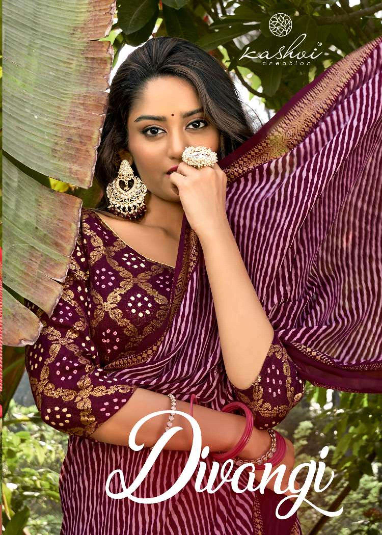 DIVANGI BY KASHVI CREATION 48001 TO 48010 SERIES MOSS BANDHEJ PRINT SAREES