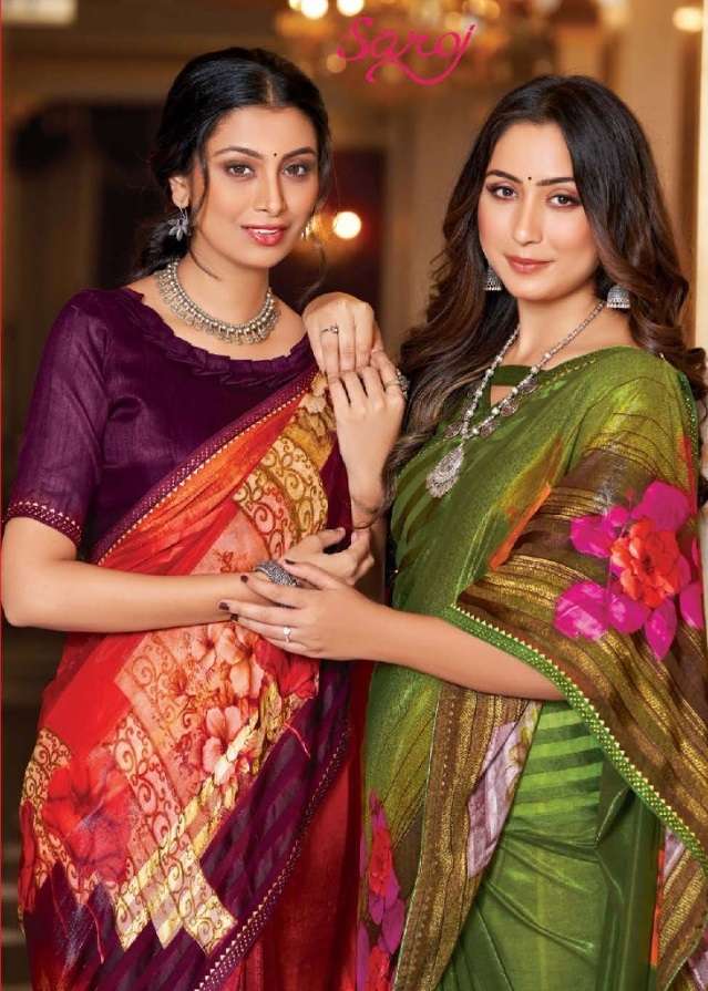 DOLLY BY SAROJ 1001 TO 1008 SERIES SOFT SATIN PRINTED SAREES