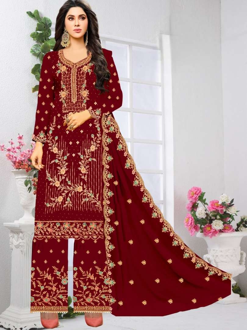 DR-025 BY ASLIWHOLESALE HEAVY DESIGNER HEAVY FAUX GEORGETTE DRESSES