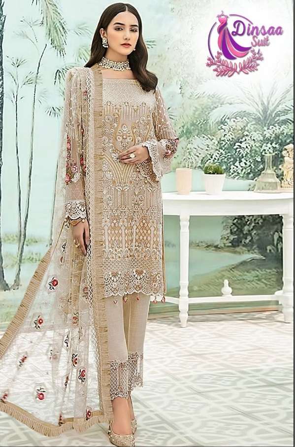 DS-120 COLOURS DINSA SUIT 120-A TO 120-D SERIES FAUX GEORGETTE EMBROIERY DRESSES