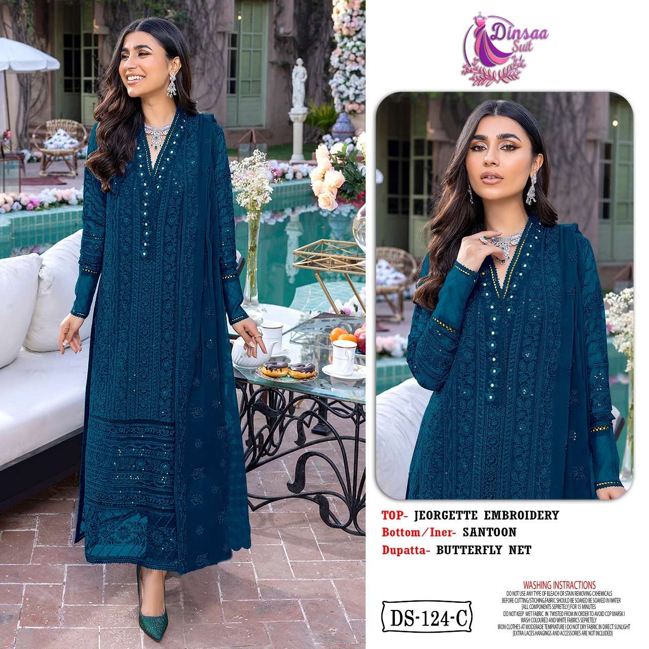 DS-124 COLOURS BY DINSAA SUIT 124-A TO 124-D SERIES FAUX GEORGETTE DRESSES