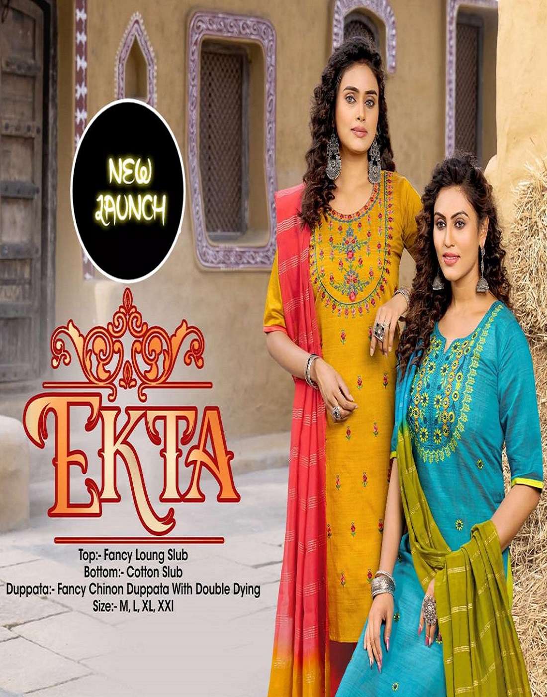 EKTA BY ASLIWHOLESALE 101 TO 108 SERIES FANCY SLUB EMBROIDERY DRESSES