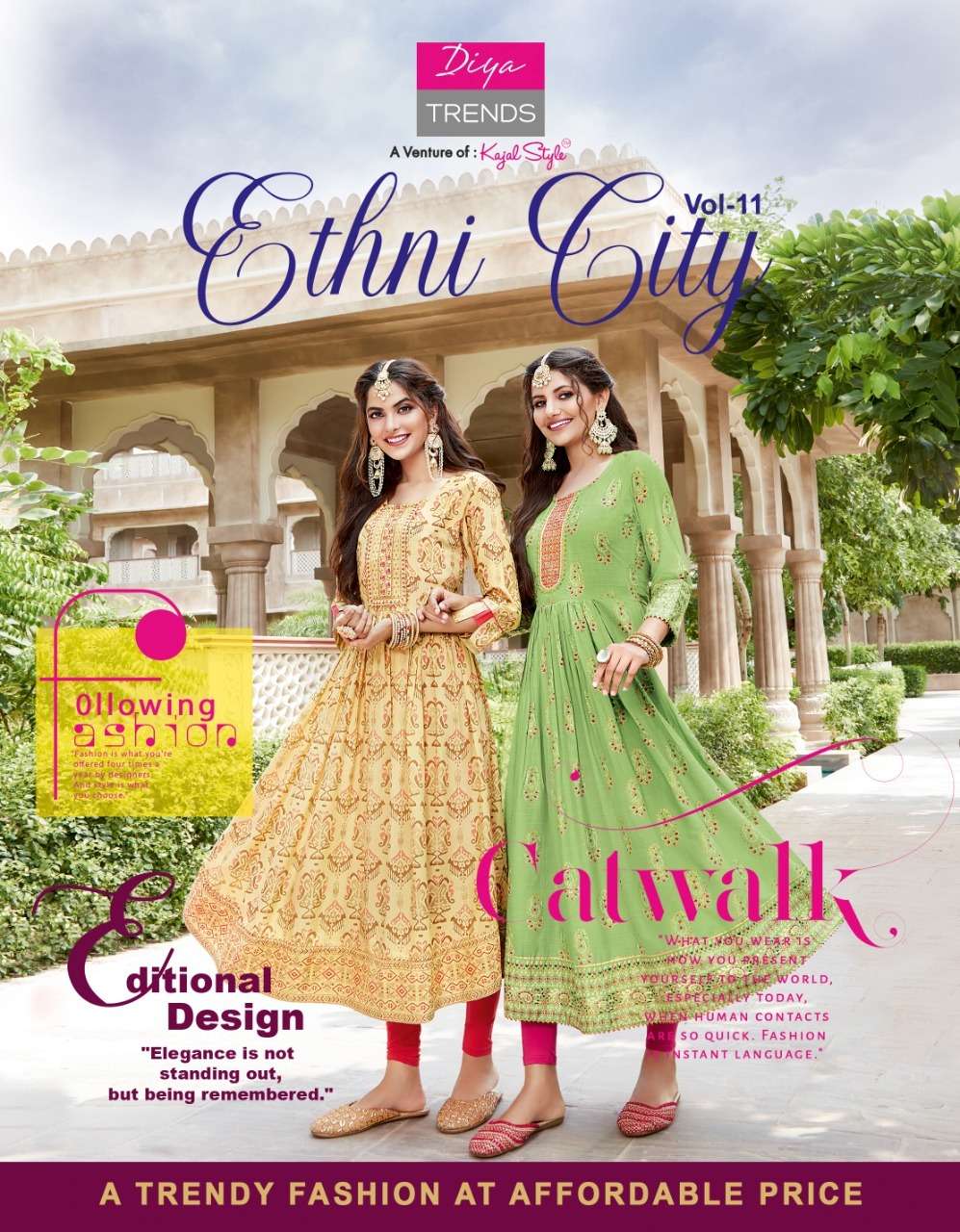 ETHNI CITY VOL-11 BY DIYA TRENDS 11001 TO 11010 SERIES RAYON EMBROIDERY GOWNS