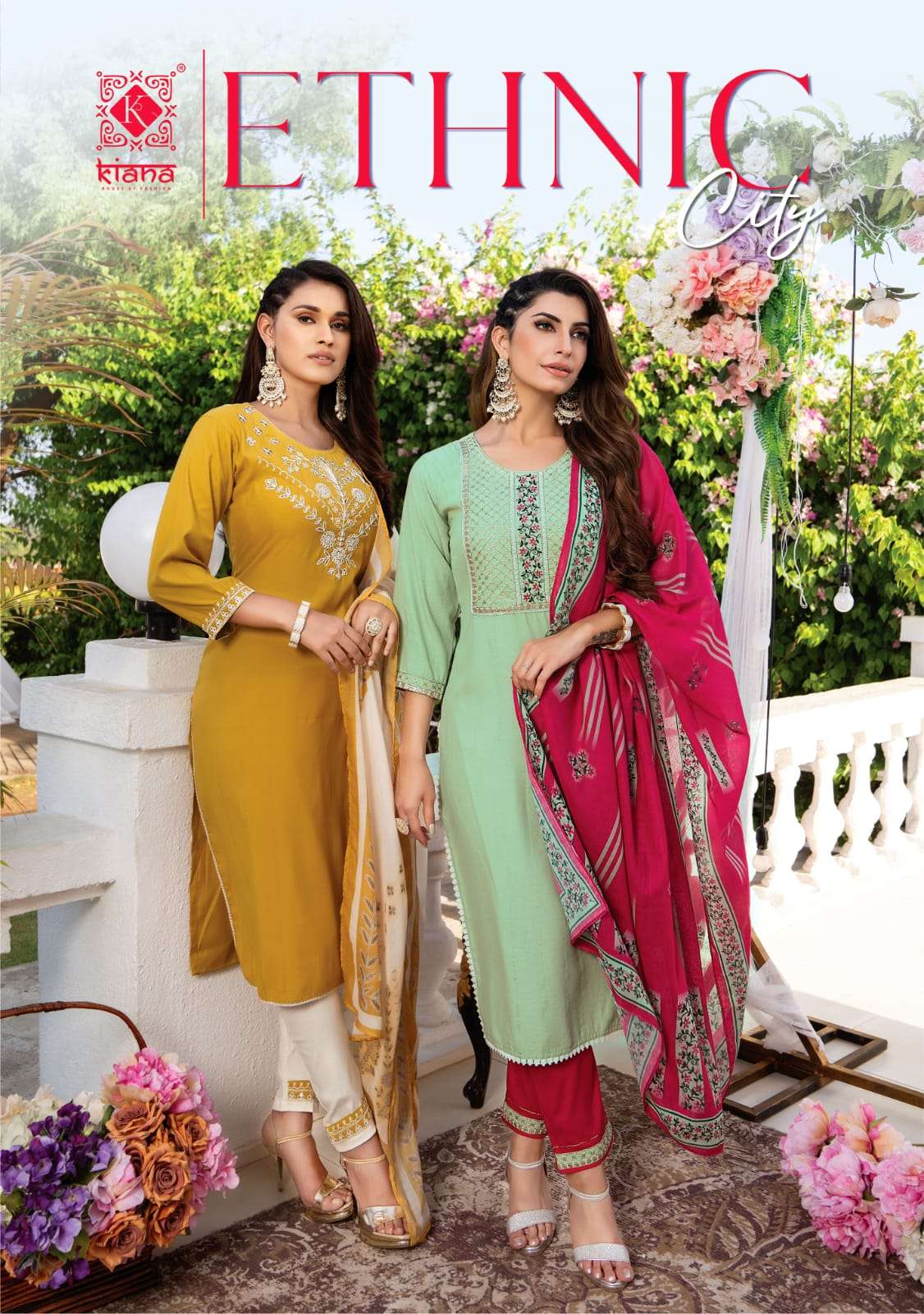 ETHNIC CITY BY KIANA 01 TO 08 SERIES VISCOSE EMBROIDERY STITCHED DRESSES