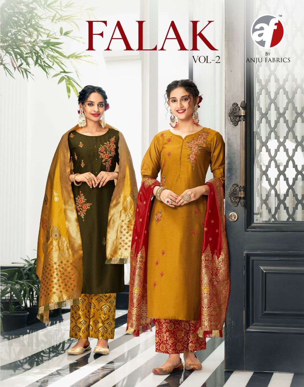 FALAK VOL-2 Y ANJU FABRIC 2571 TO 2578 SERIES BAMBER SILK STITCHED DRESSES