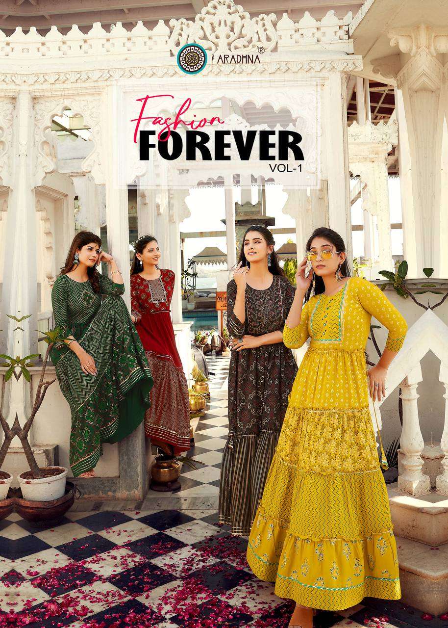 FASHION FOREVER VOL-1 BY ARADHNA FASHION 1001 TO 1009 SERIES RAYON GOWNS