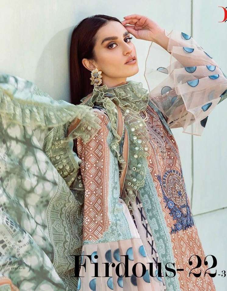 FIRDOUS 22 VOL-3 BY DEEPSY SUITS 1431 TO 1438 SERIES COTTON EMBROIDERED PAKISTANI DRESSES