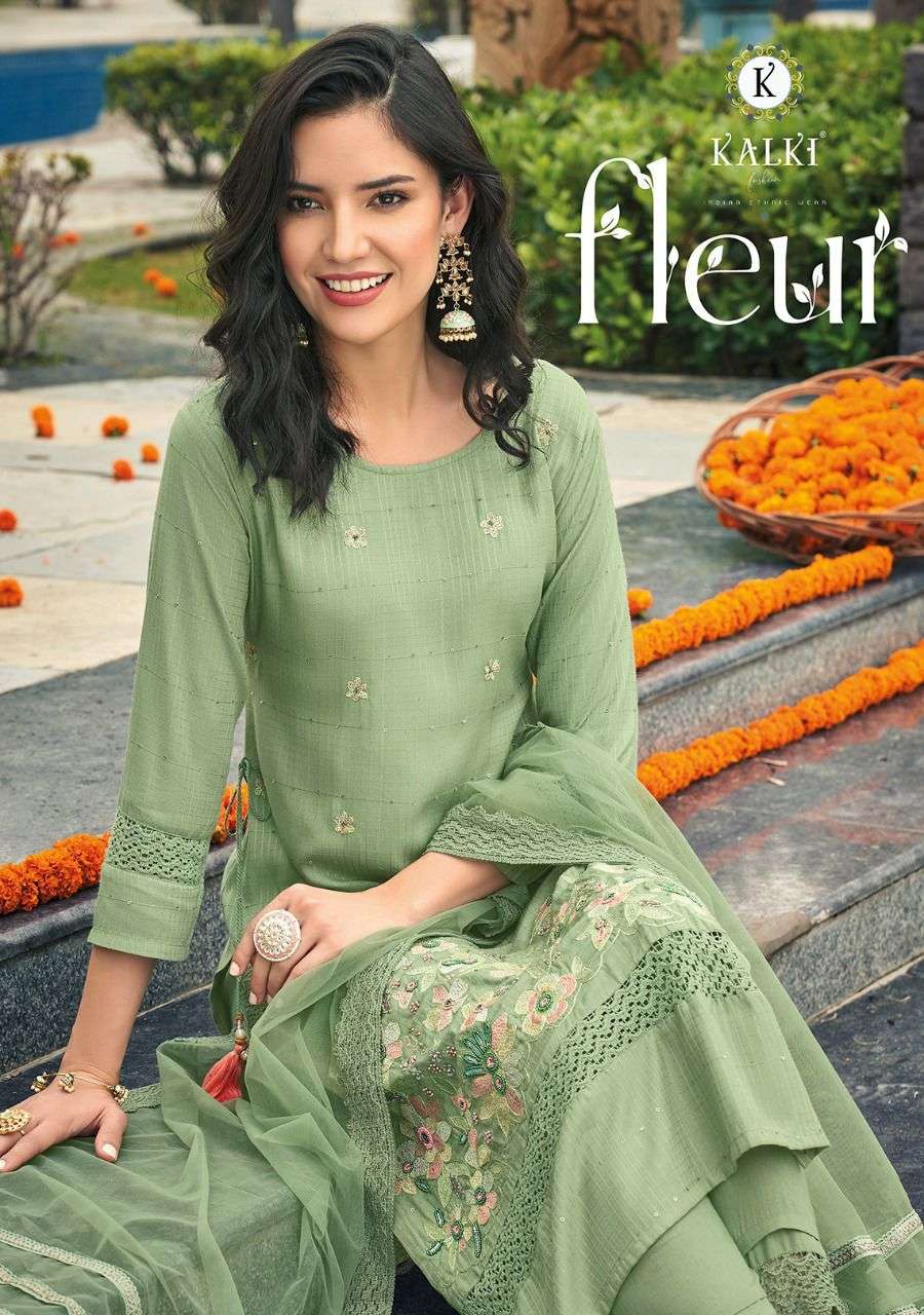 FLEUR BY KALKI FASHION 23001 TO 23006 SERIES RAYON SILK STITCHED DRESSES