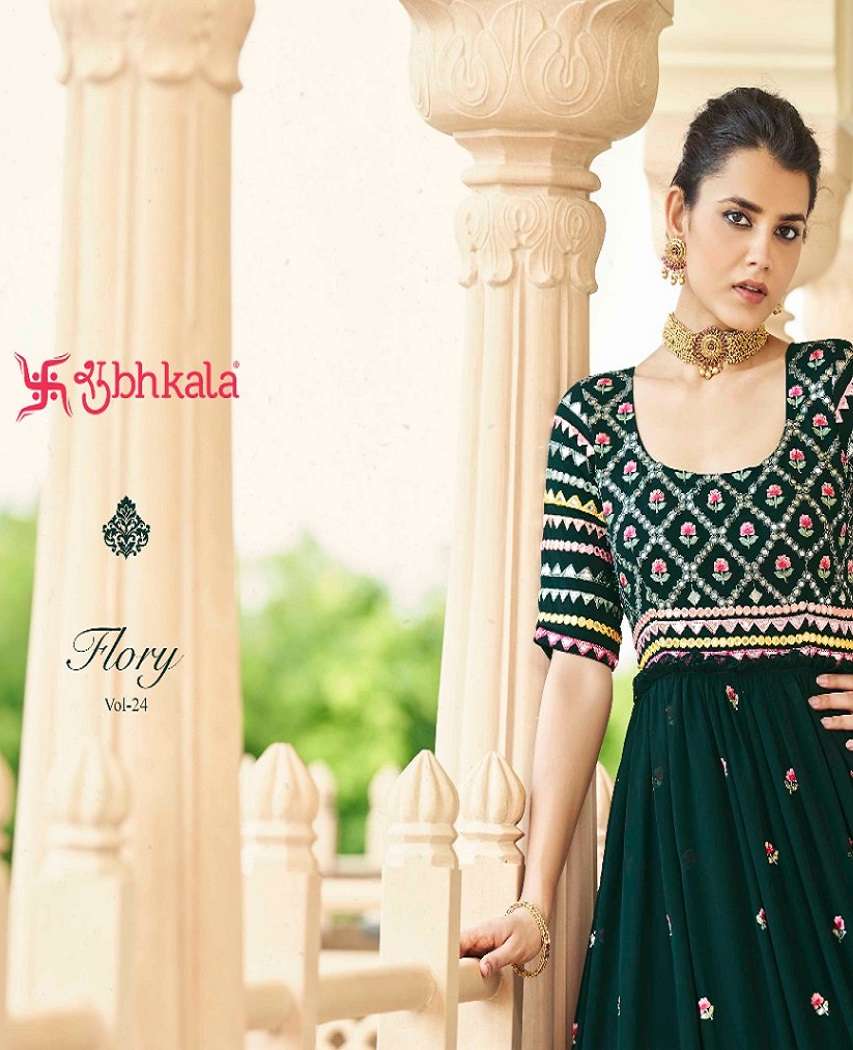 FLORY VOL-24 BY SHUBHKALA 4781 TO 4784 SERIES DESIGNER EMBROIDERY GOWNS