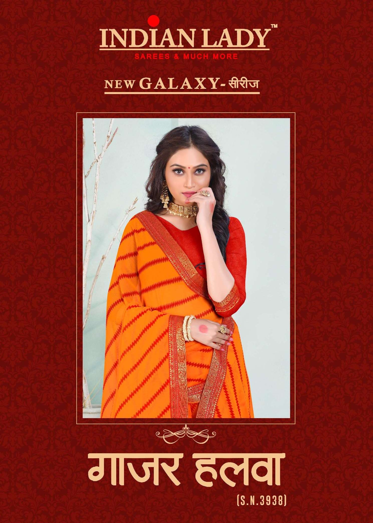 GAJAR HALWA BY INDIAN LADY 3938-A TO 3938-H SERIES GEORGETTE PRINT SAREES