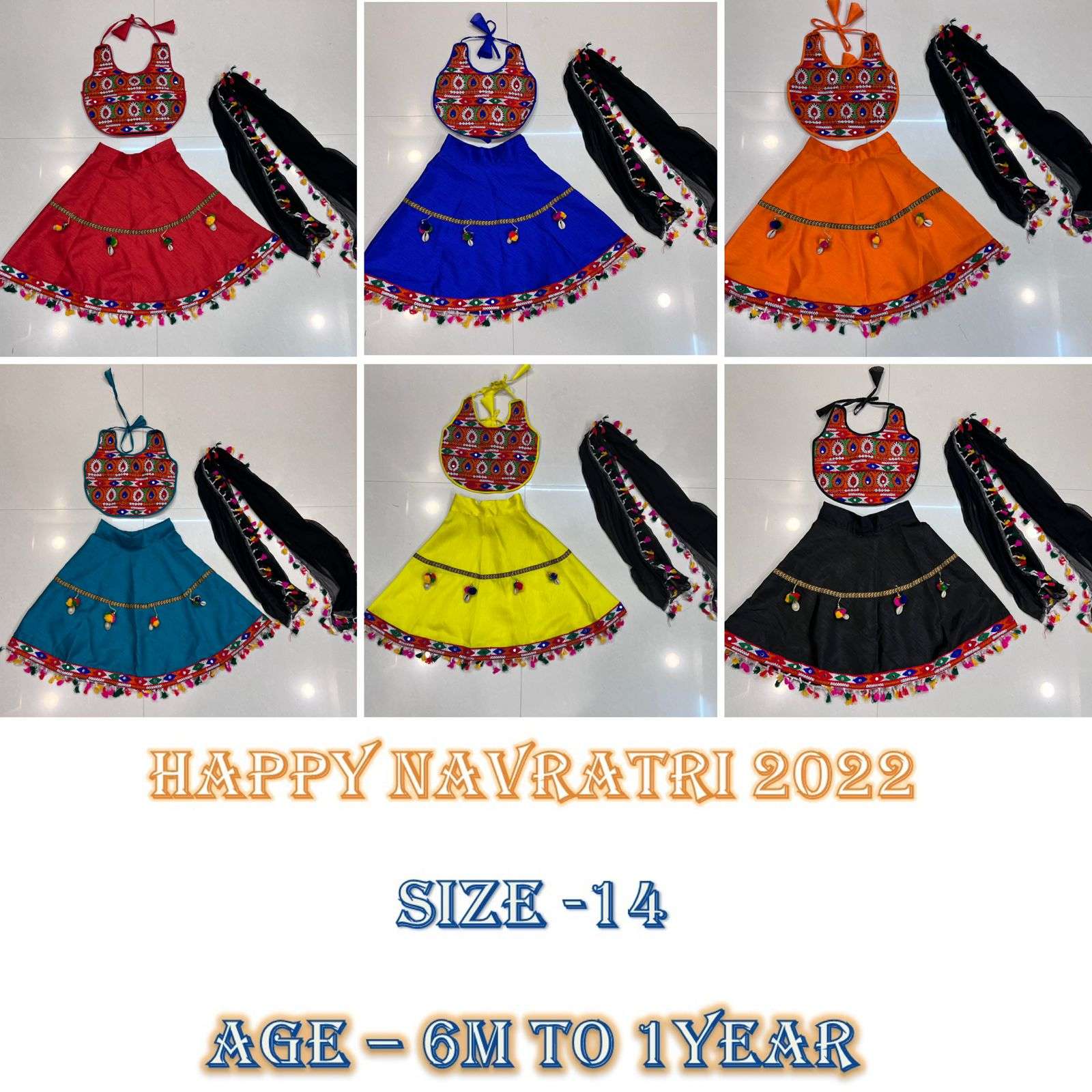 GARBA OUTFIT BY ASLIWHOLESALE ART SILK STITCHED KIDS WEAR CHANIYA CHOLIS