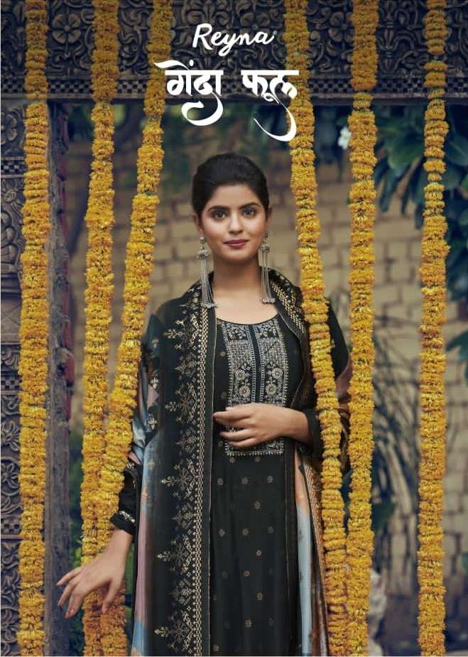 GENDA PHOOL BY REYNA 831 TO 837 SERIES BAMBER SILK EMBROIDERY DRESSES