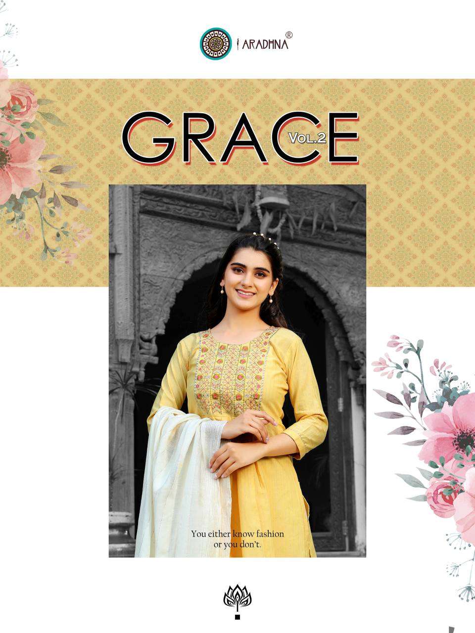 GRACE VOL-2 BY ARADHNA FASHION 2001 TO 2004 SERIES COTTON KURTIS WITH DUPATTA