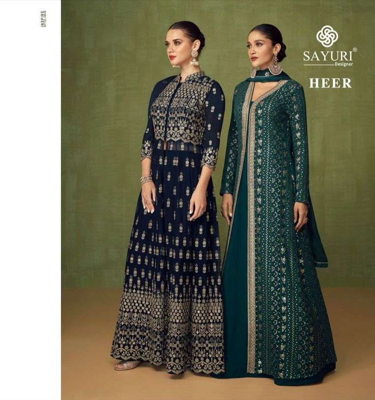 HEER BY SAYURI 5196 TO 5199 SERIES REAL GEORGETTE EMBROIDERY WORK ANRKALI DRESSES