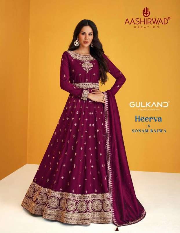 HEERWA X SONAM BAJWA BY AASHIRWAD CREATION 9229 TO 9233 SERIES SILK ANARKALI DRESSES