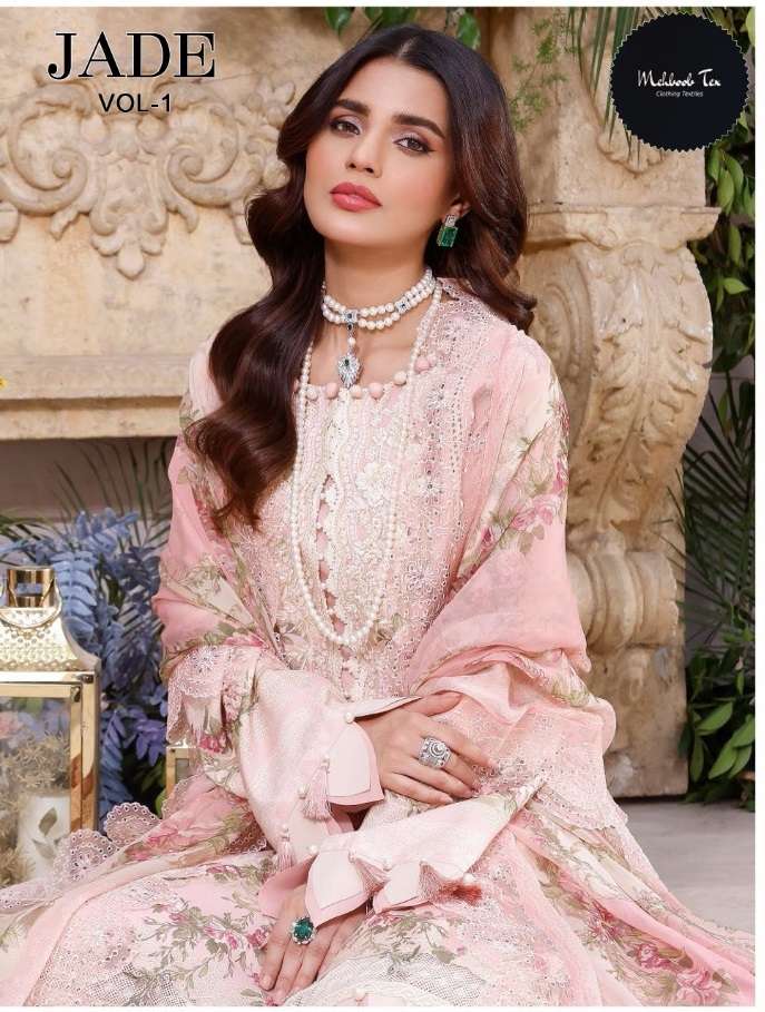 JADE VOL-1 BY MEHBOOB TEX 7773-A TO 7773-D SERIES COTTON EMBROIDERY DRESSES