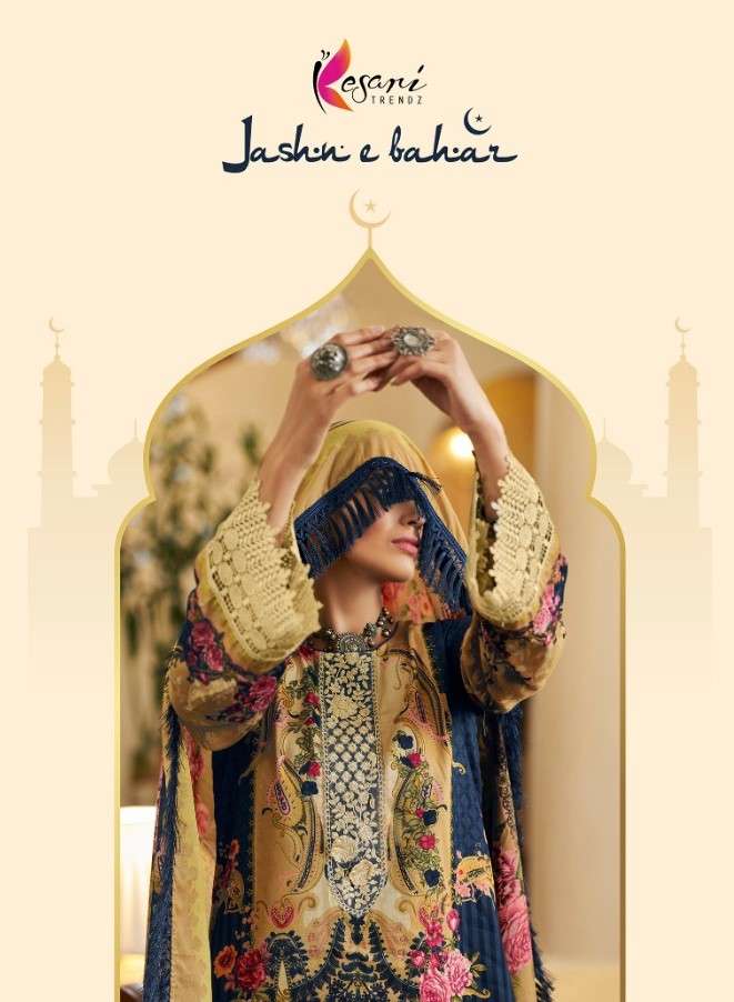 JASHN-E-BAHAR BY KESARI TRENDZ 10001 TO 10008 SERIES JAM SATIN PAKISTANI DRESSES