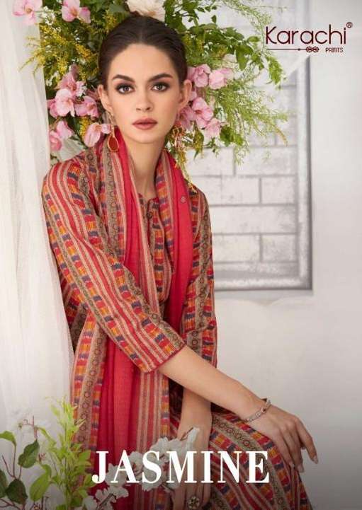 JASMINE BY KARACHI PRINTS 17001 TO 17006 SERIES JAM SATIN EMBROIDERY DRESSES