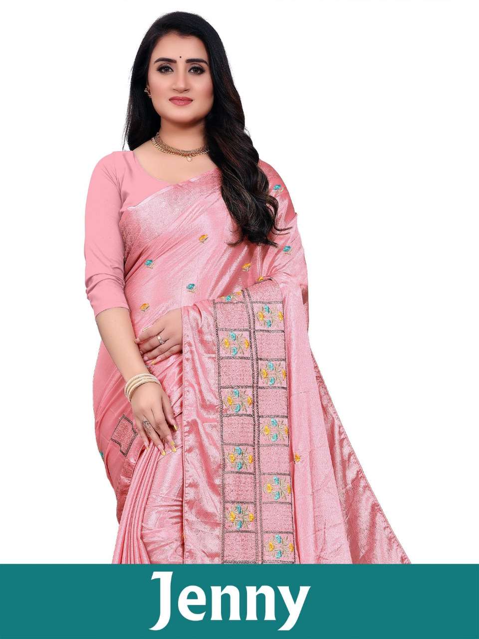 JENNY BY INDIAN WOMEN DESIGNER CHINON PATTA WORK SAREES