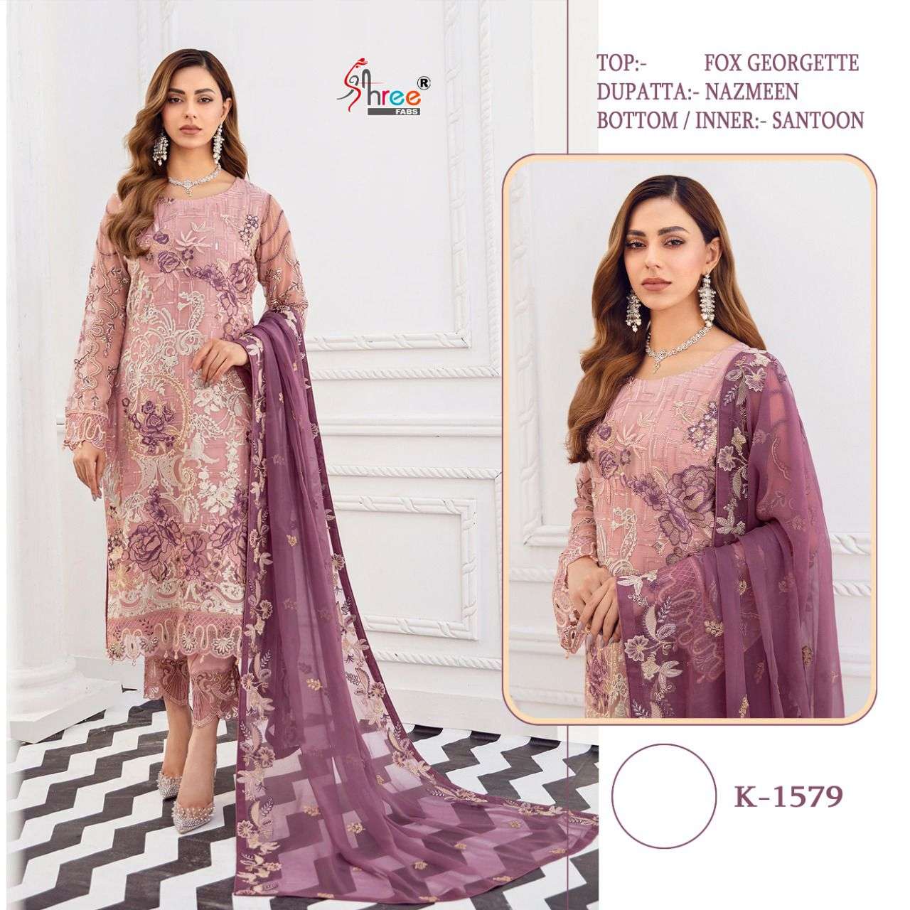 K-1579 HIT DESIGN BY SHREE FABS FAUX GEORGETTE EMBROIDERY DRESSES