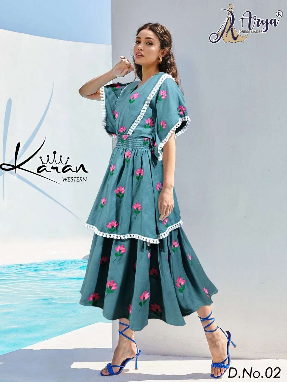 KARAN WESTERN BY ARYA DRESS MAKER 01 TO 06 SERIES RAYON COTTON KURTIS