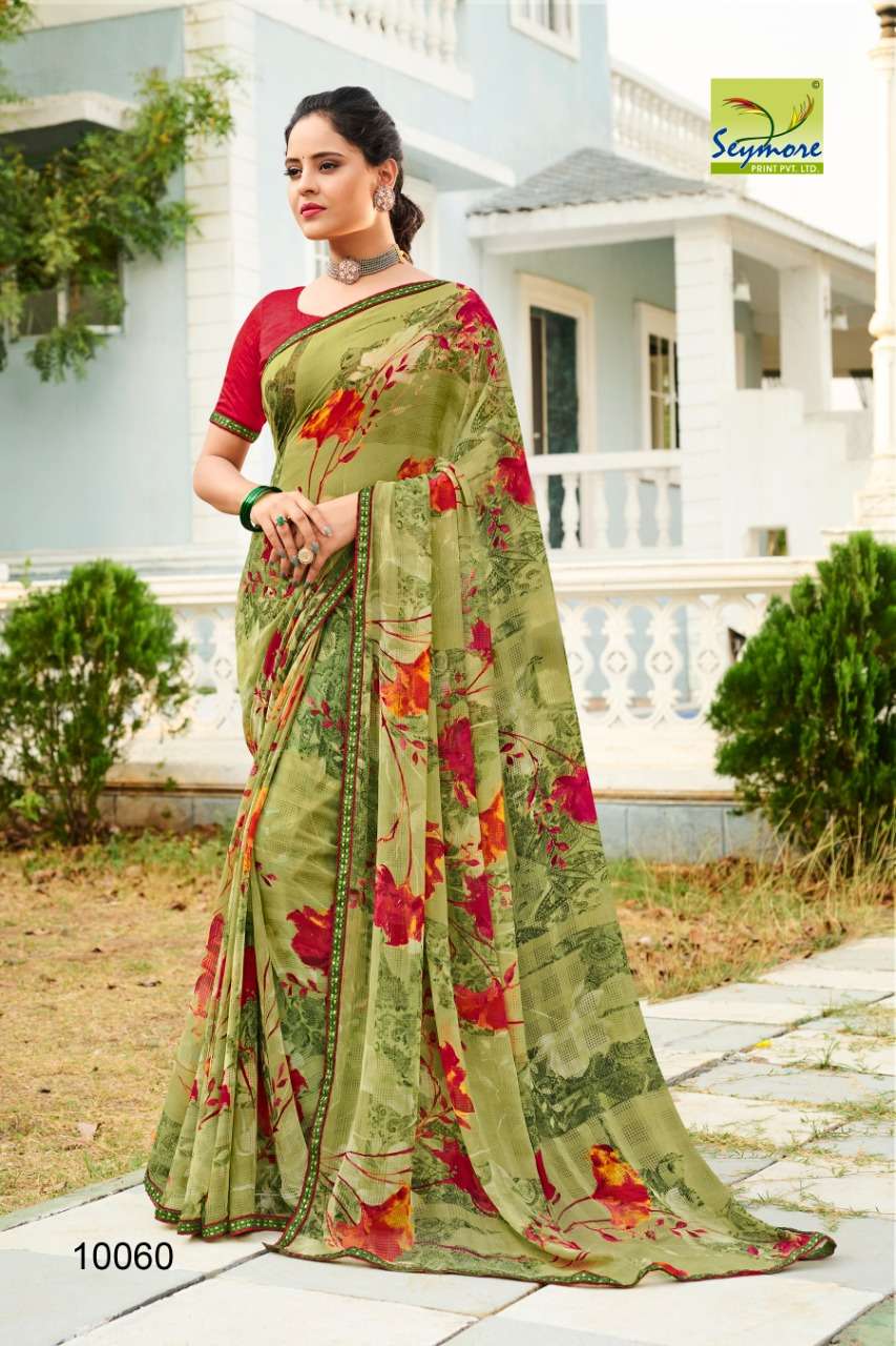 KARISHMA BY SEYMORE 10055 TO 10072 SERIES DESIGNER CHIFFON PRINT SAREES