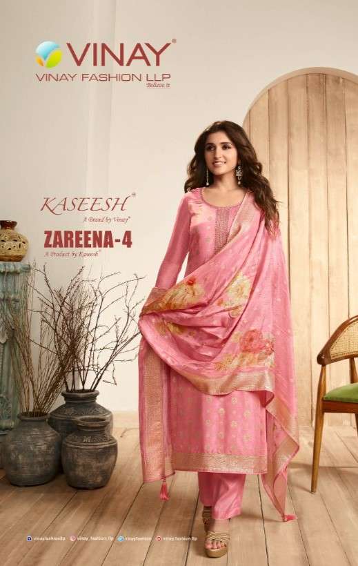 KASEESH ZAREENA VOL-4 BY VINAY FASHION 61171 TO 61176 SERIES DOLA JACQUARD DRESSES