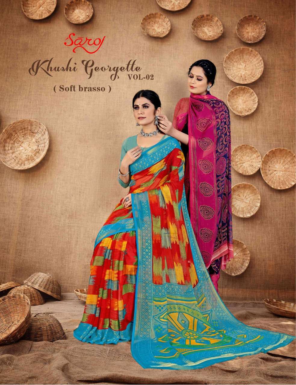 KHUSHI GEORGETTE VOL-2 BY SAROJ 15201 TO 15208 SERIES GEORGETTE PRINT SAREES