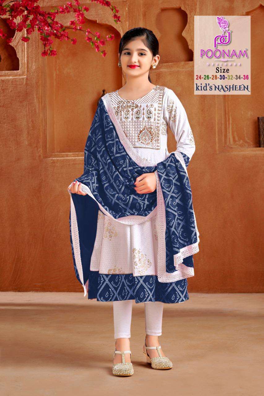 KIDS NASHEEN BY POONAM DESIGNER 1001 TO 1004 SERIES RAYON SEQUENCE KIDS GOWNS