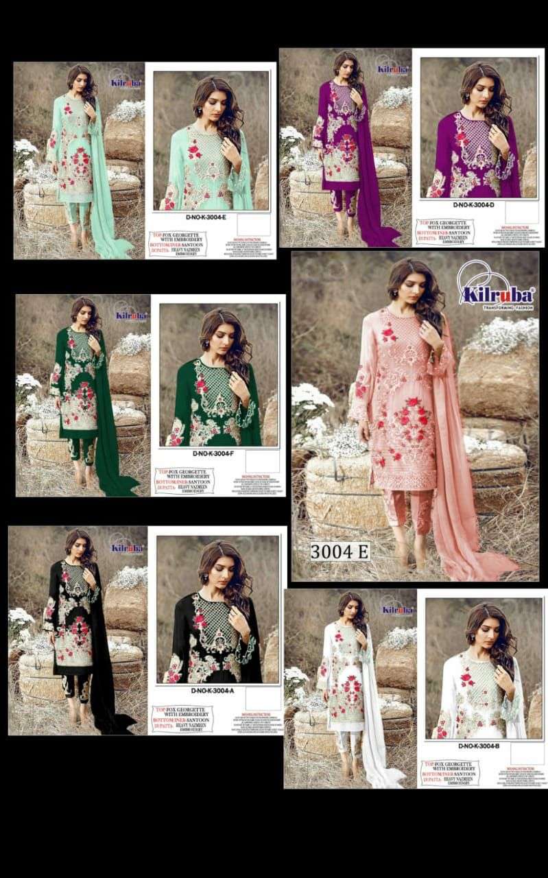 KILRUBA 3004 COLOURS BY KILRUBA GEORGETTE EMBROIDERY DRESSES