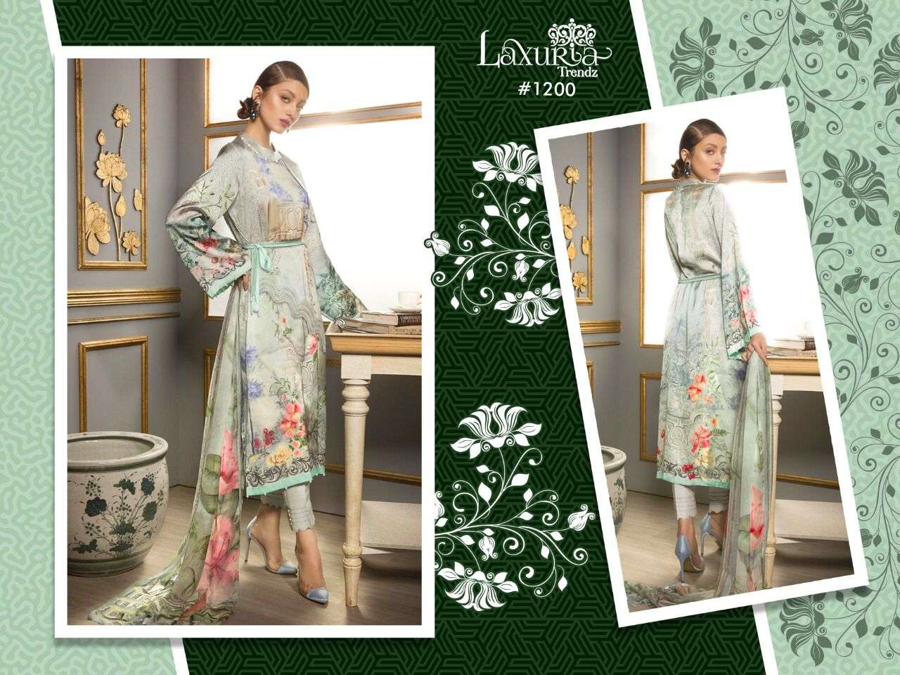 LAXURIA 1200 HIT DESIGN BY LAXURIA TRENDZ MUSLIN PRINT PAKISTANI STITCHED DRESS